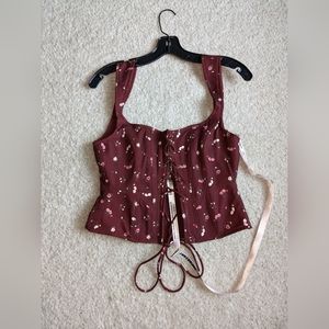 House of CB burgundy floral corset top